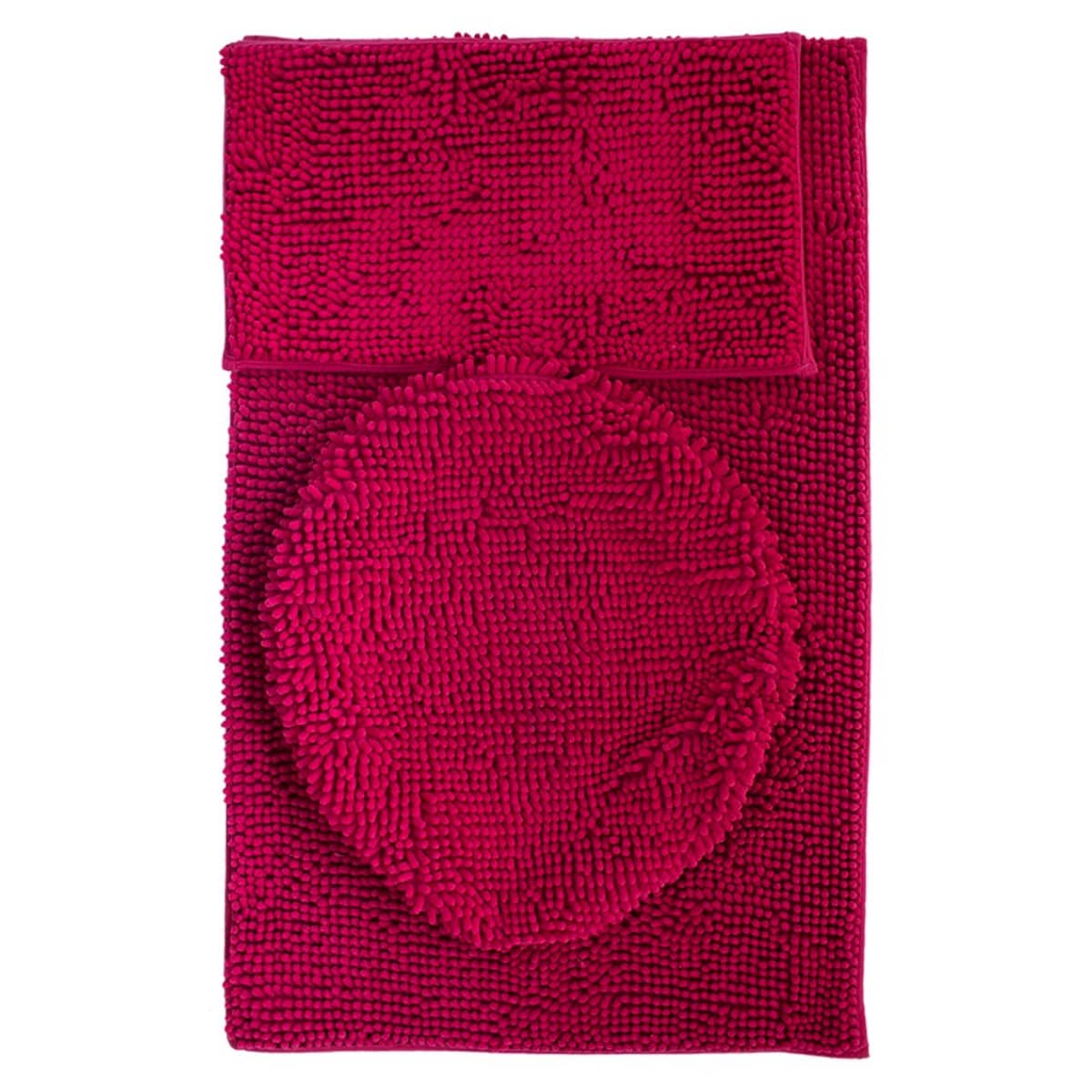 Set De Tapetes BaƱo Silk 3 Piezas Fucsia