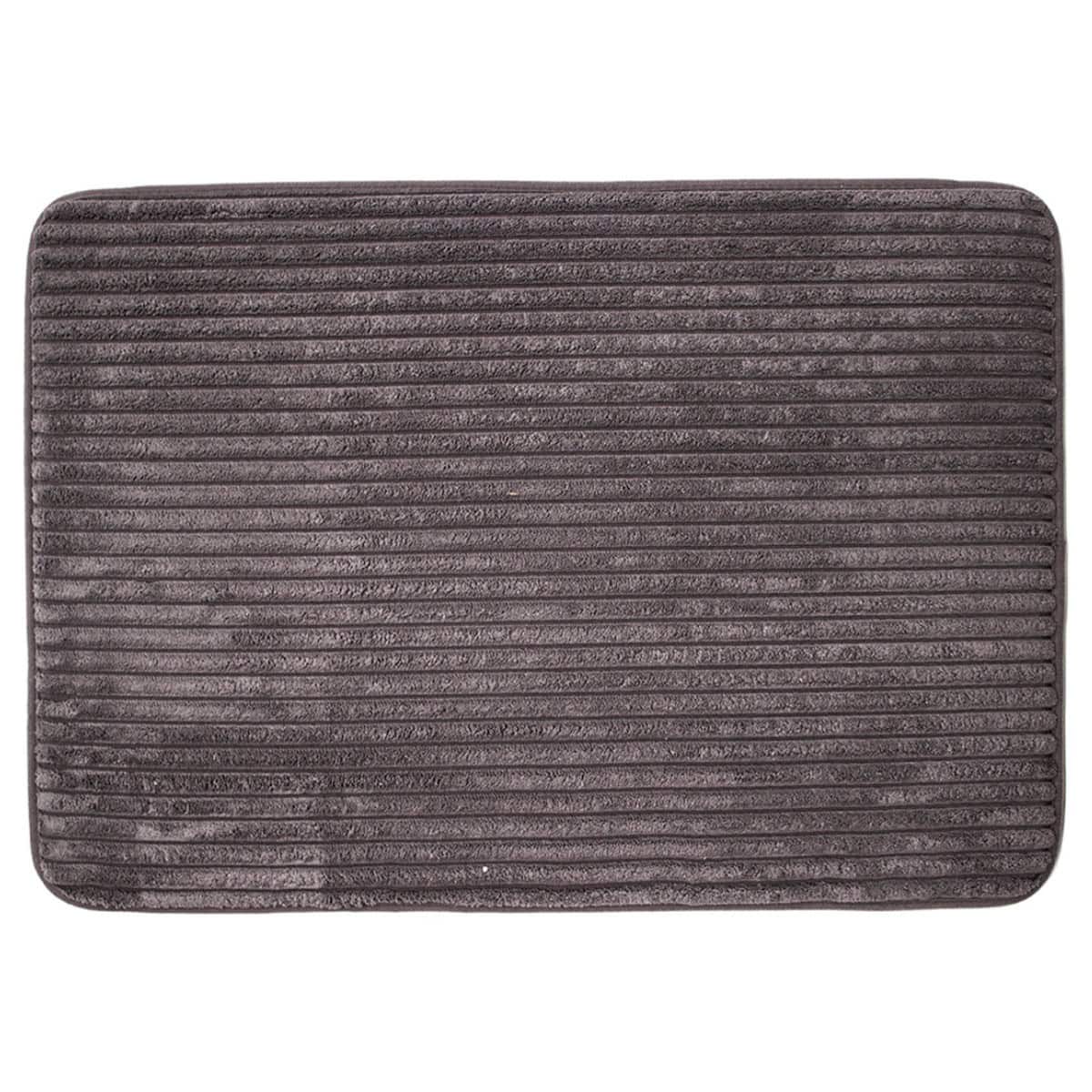 Tapete De Baño Memory Foam Lines Gris Oscuro 50x70 cm