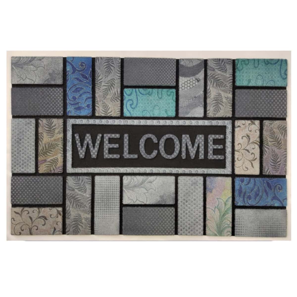 Tapete super mat welcome hojas 40x60 cm