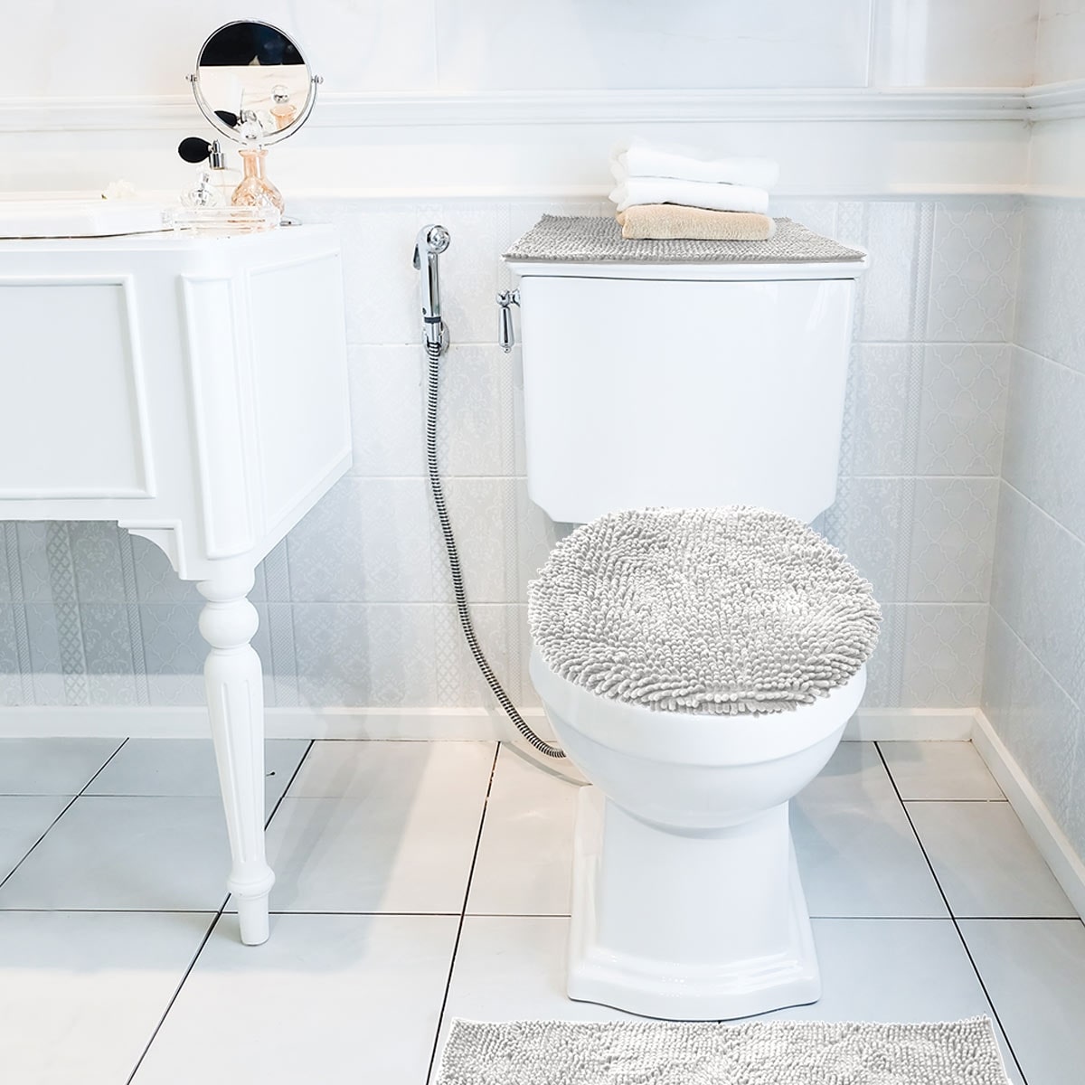 Tapete de baƱo set silk 3 piezas blanco (1)