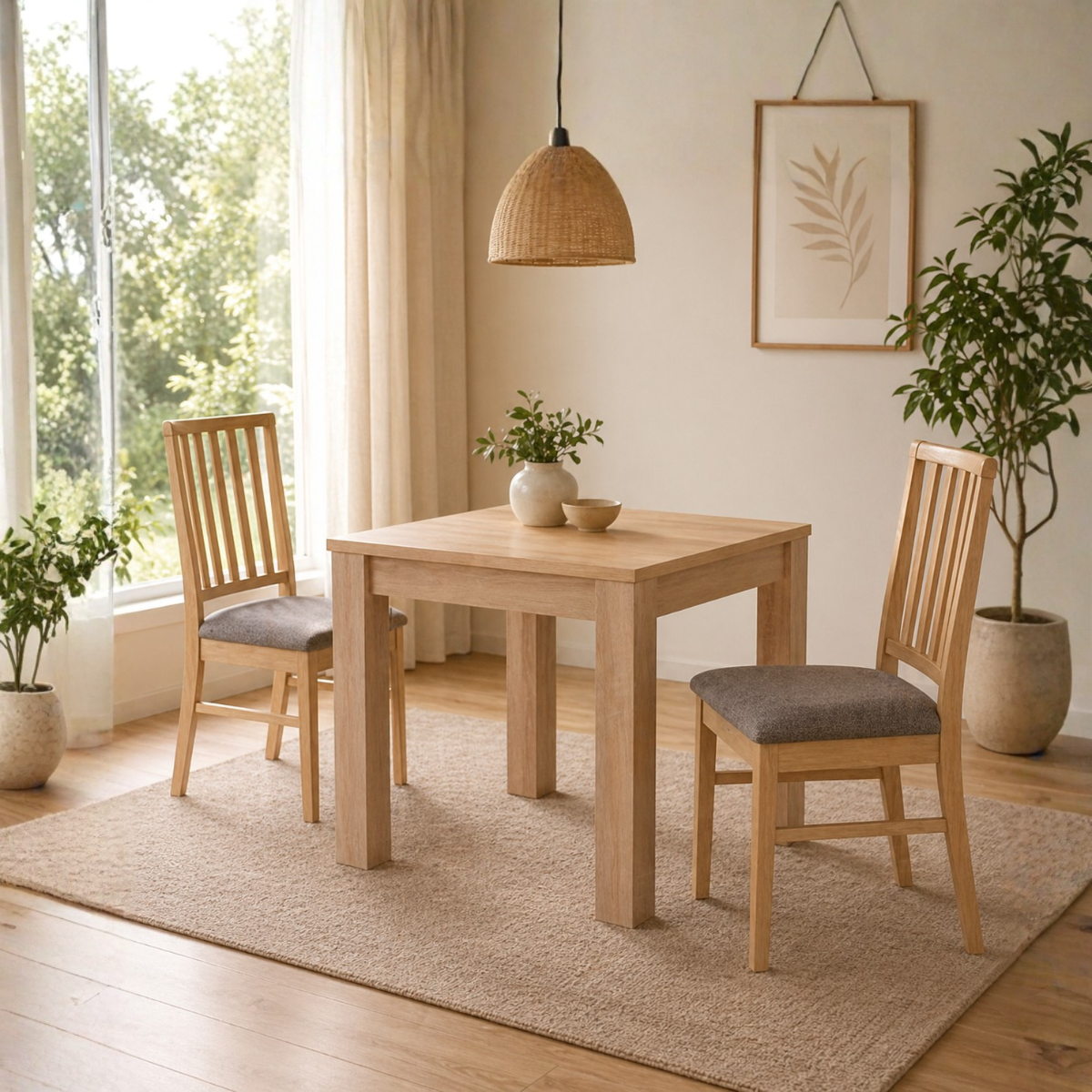 Set Mesa Comedor Nis + Set 2 Sillas Oviedo Color Gris