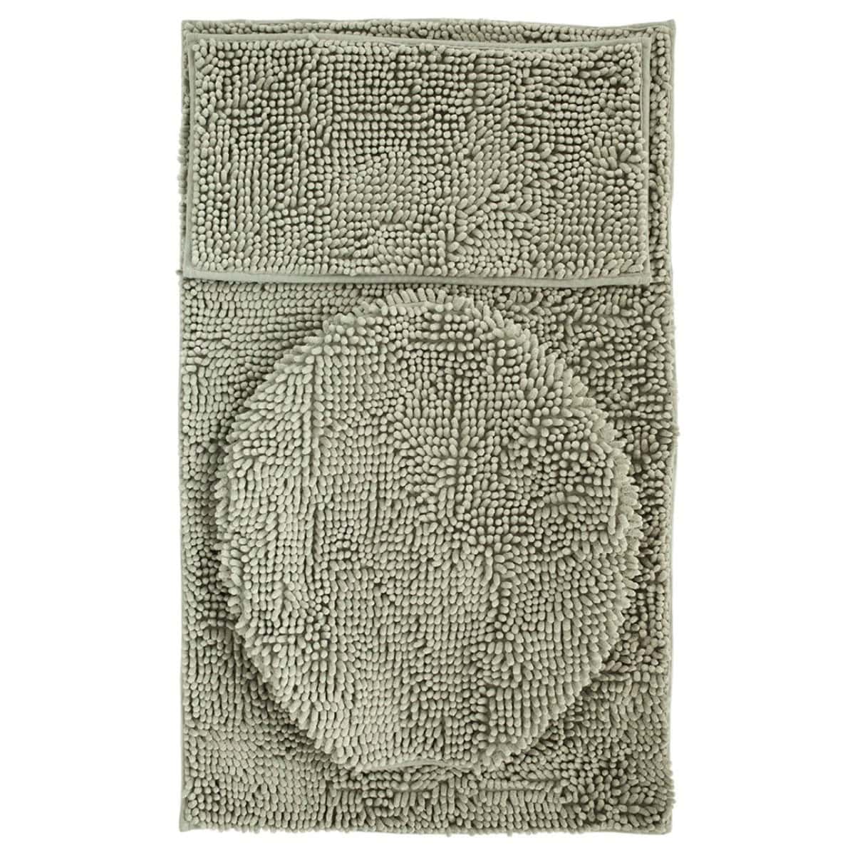 Set De Tapetes Baño Silk 3 Piezas Gris Claro