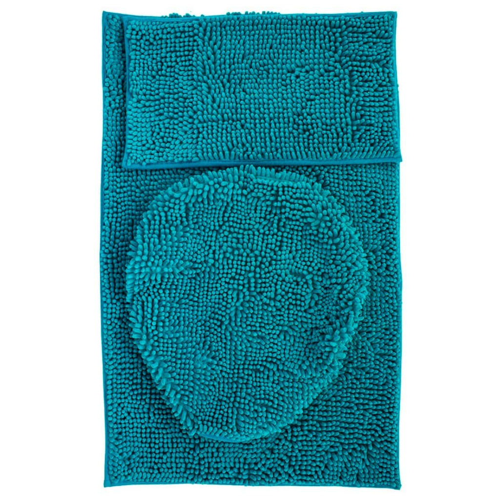 Set De Tapetes Baño Silk 3 Piezas Turquesa
