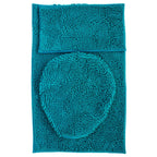 Set de tapetes baño Silk 3 piezas turquesa con textura suave y diseño contemporáneo ideal para baño en espacios modernos