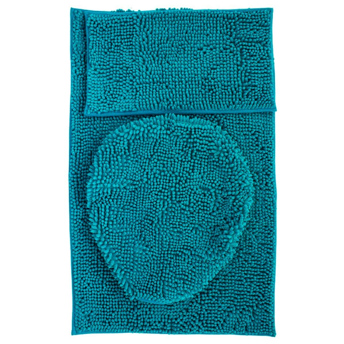 Set De Tapetes Baño Silk 3 Piezas Turquesa