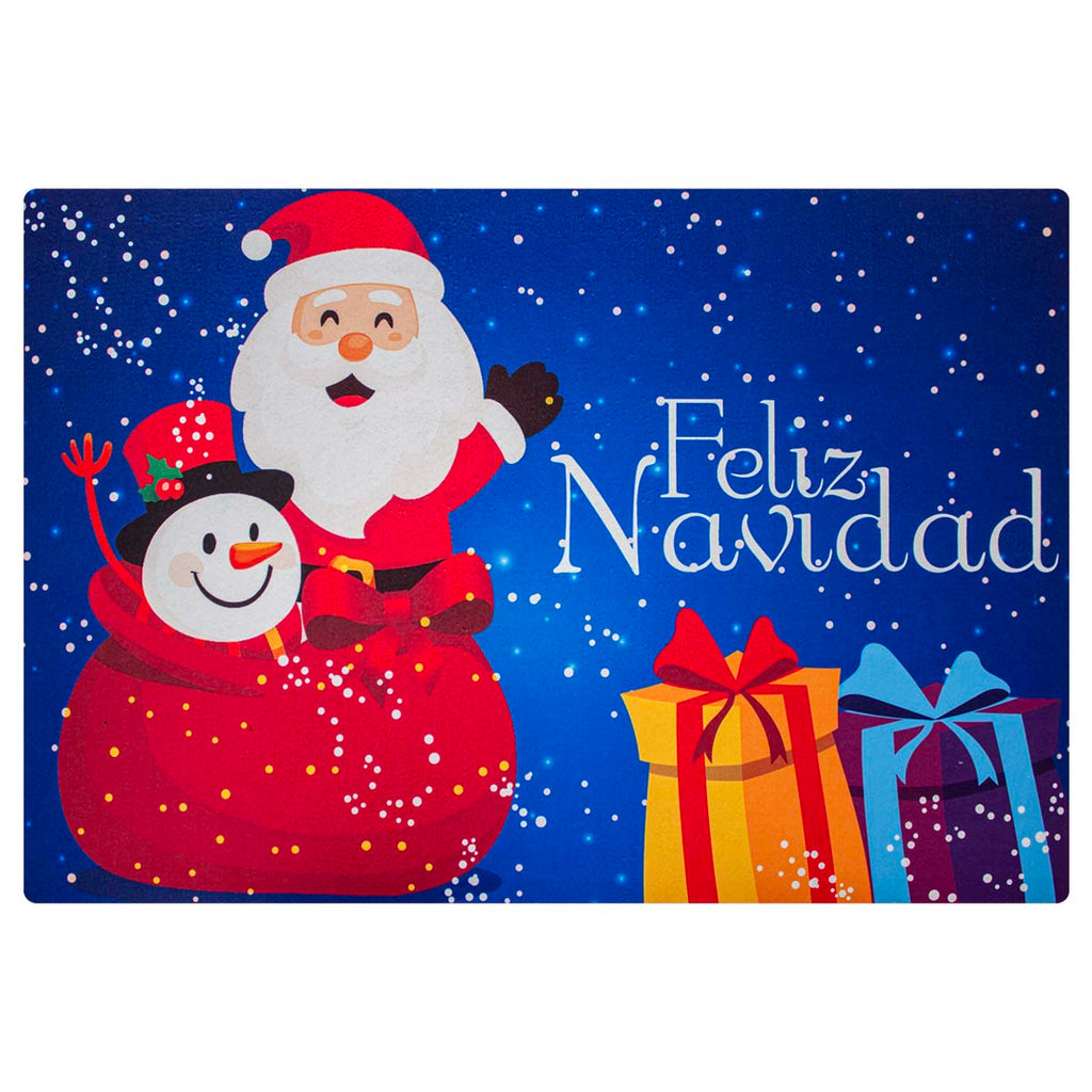 Tapete Entrada X-mas Santa Feliz Navidad Azul 40X60 cm