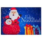 Tapete Entrada X-mas Santa Feliz Navidad Azul 40X60 cm