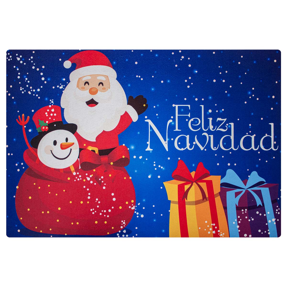 Tapete Entrada X-mas Santa Feliz Navidad Azul 40X60 cm