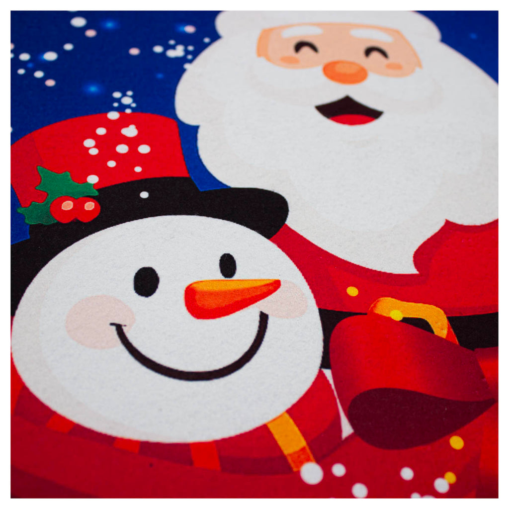 Tapete Entrada X-mas Santa Feliz Navidad Azul 40X60 cm