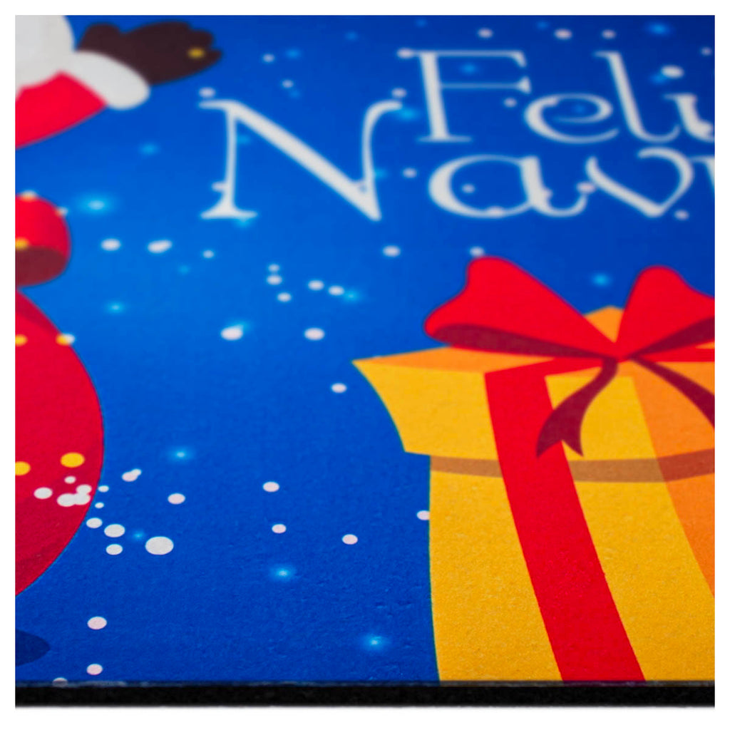 Tapete Entrada X-mas Santa Feliz Navidad Azul 40X60 cm