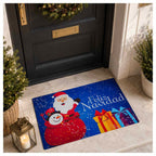 Tapete Entrada X-mas Santa Feliz Navidad Azul 40X60 cm