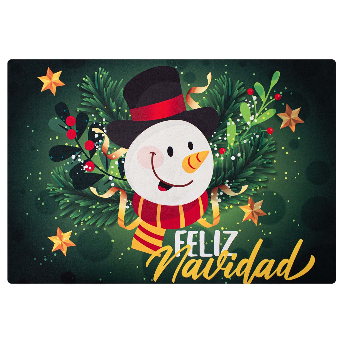 Tapete Entrada X-mas Snow Navidad Verde 40X60 cm