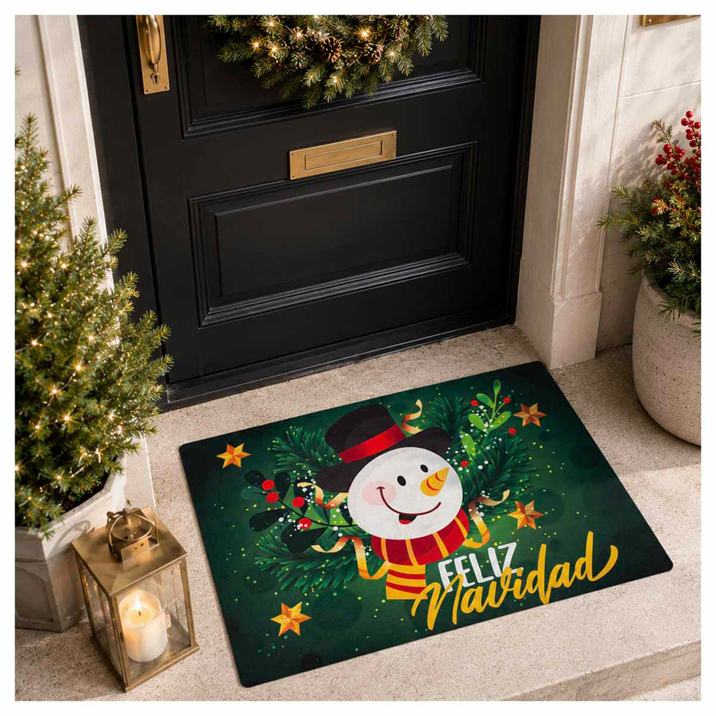 Tapete Entrada X-mas Snow Navidad Verde 40X60 cm