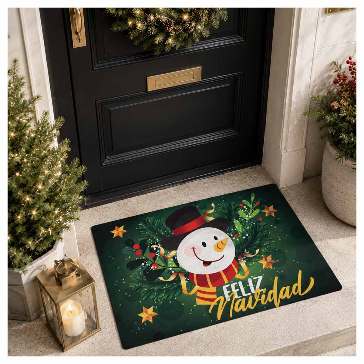 Tapete Entrada X-mas Snow Navidad Verde 40X60 cm