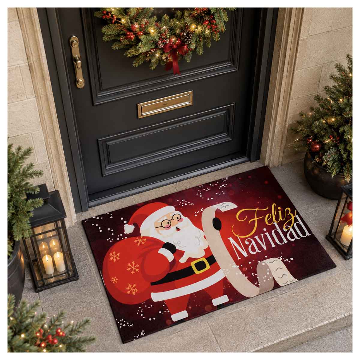 Tapete Entrada X-mas Santa Rojo 40X60 cm