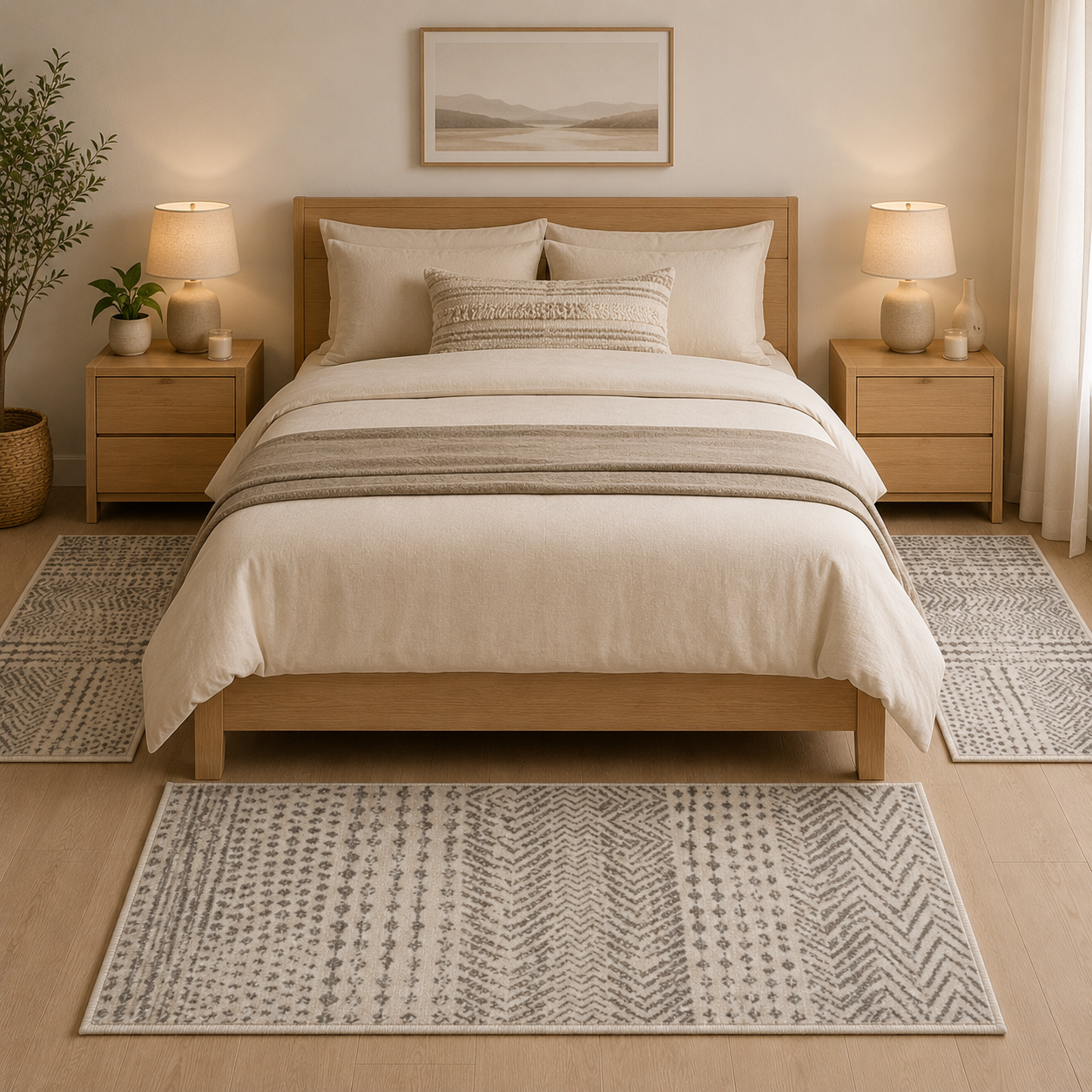 Set 3 Piezas Tapete Shiraz Para Costado De Cama Puntos
