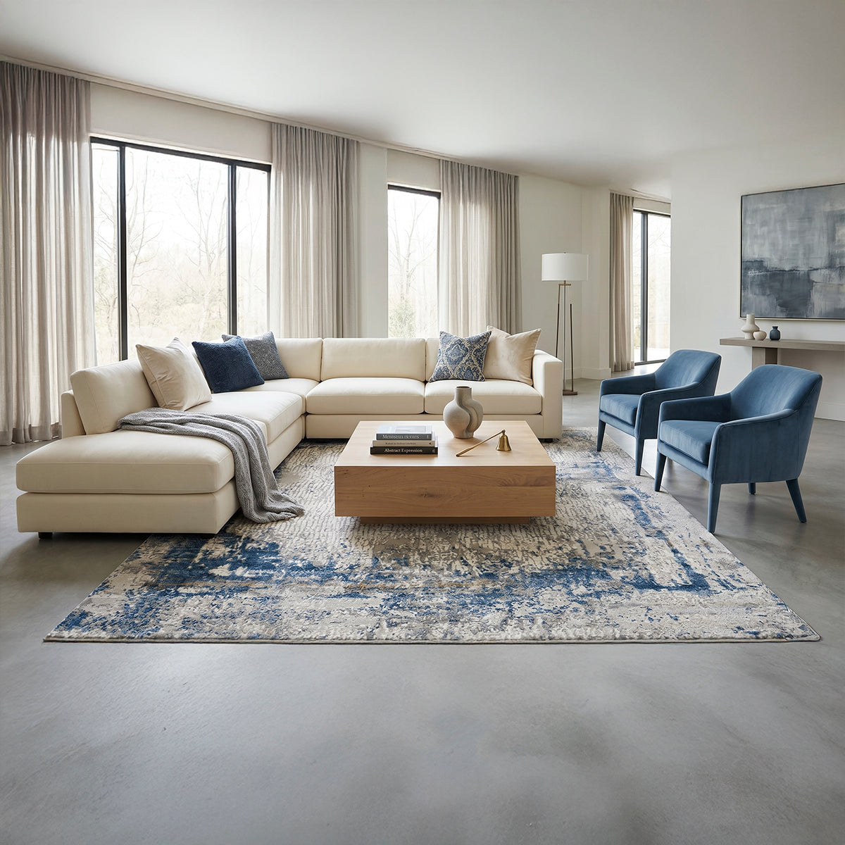 Tapete Decorativo Ankara 115 Azul/Crema