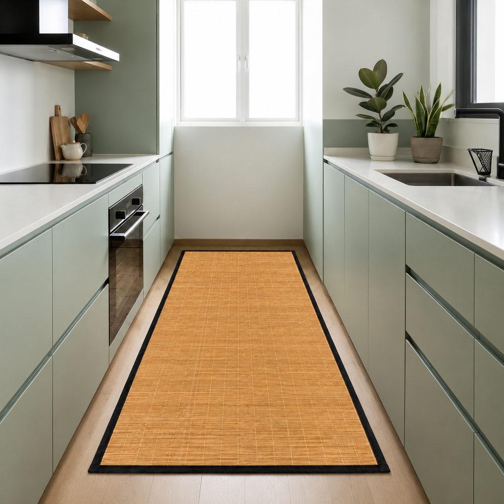 Tapete Decorativo Estera Bamboo Slim Negro 85X170 cm