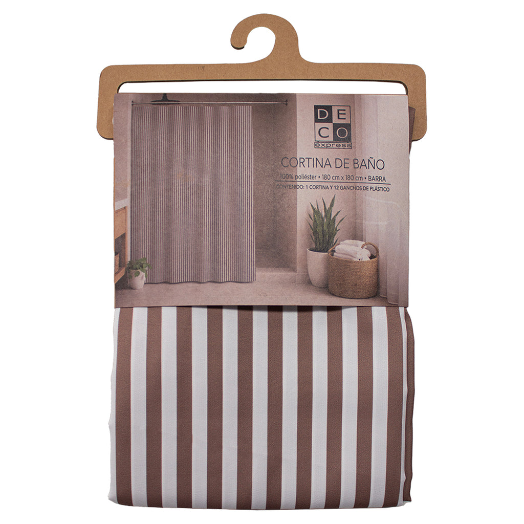 Cortina De Baño Poliéster Barra 180x180 cm