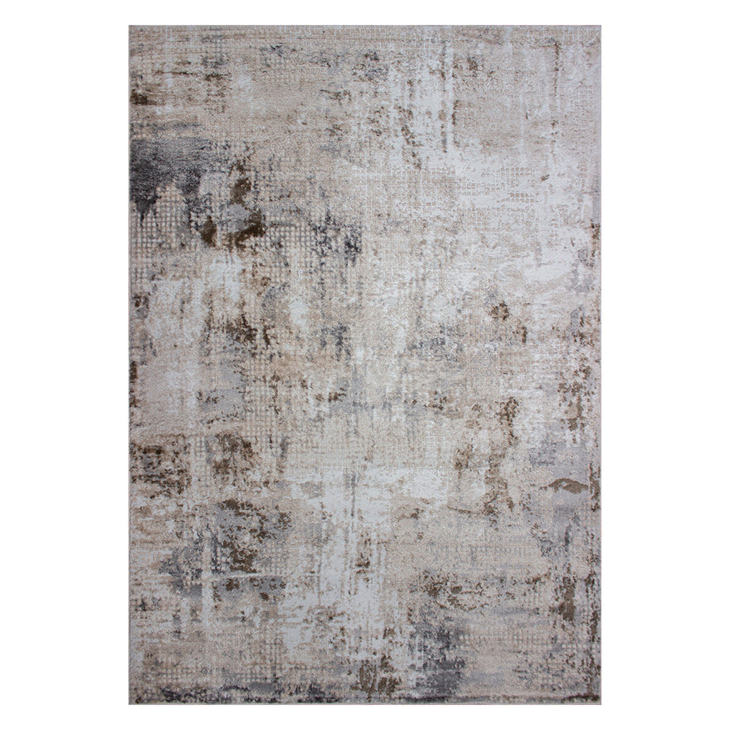 Tapete pie de cama Busan 5824 beige/café 50x90 cm, alfombra moderna de polipropileno ideal para recámara o pasillo