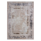 Tapete pie de cama Busan 5825 Frame beige/gris 50x90 cm, alfombra moderna de polipropileno ideal para recámara o pasillo