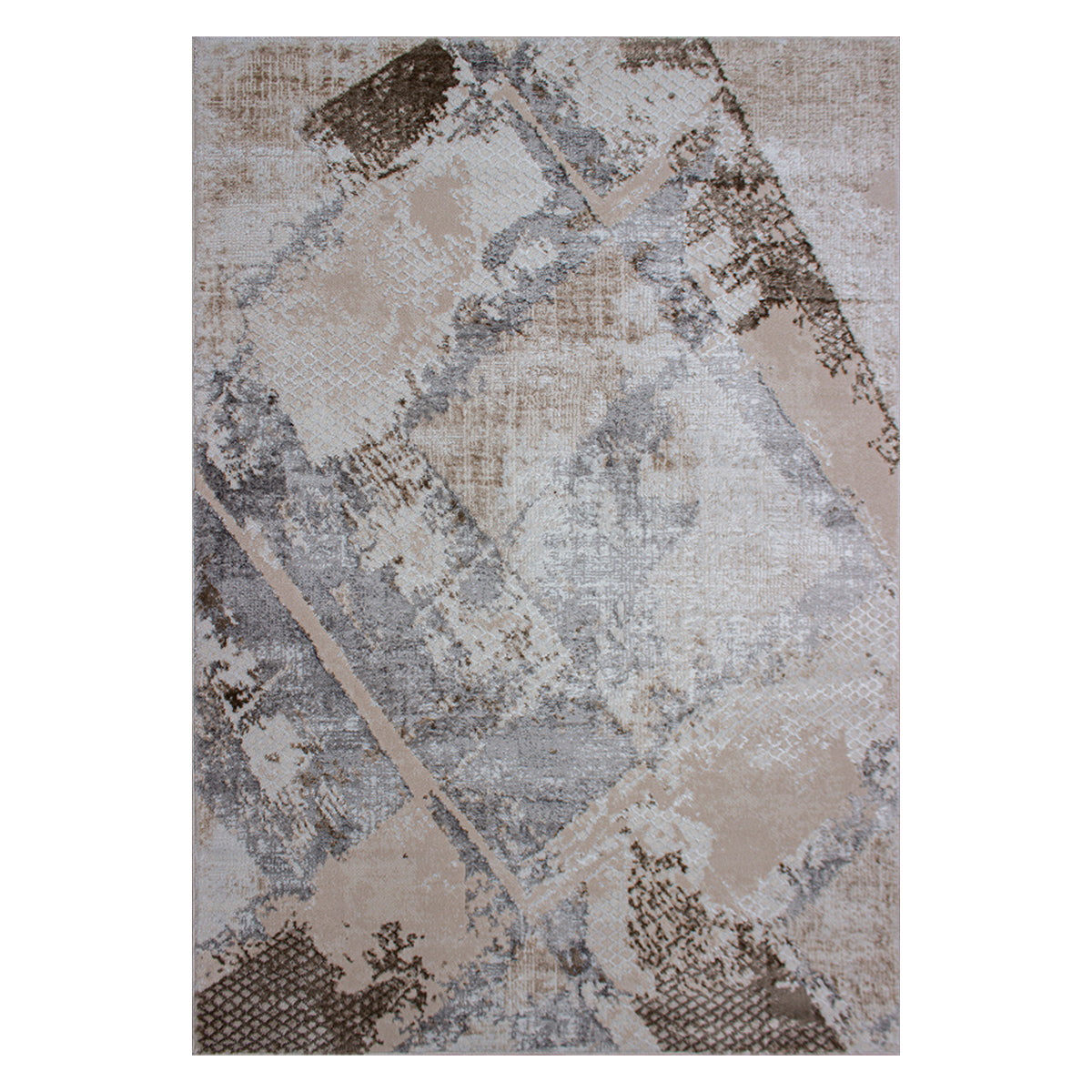 Tapete Decorativo Pie de Cama Busán 5826 Formas Beige/Gris 50X90 cm