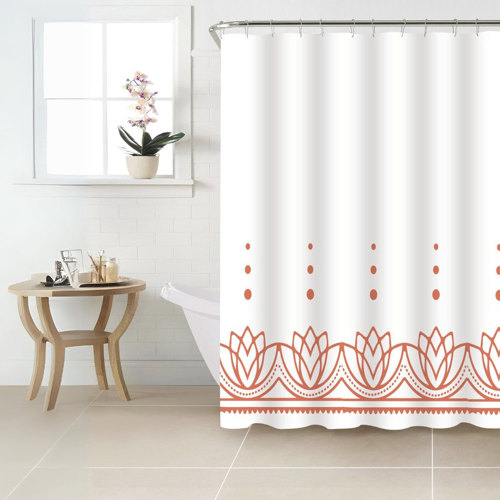 Cortina de poliéster loto coral 180x180 cm con textura ligera y diseño contemporáneo ideal para baño en espacios modernos