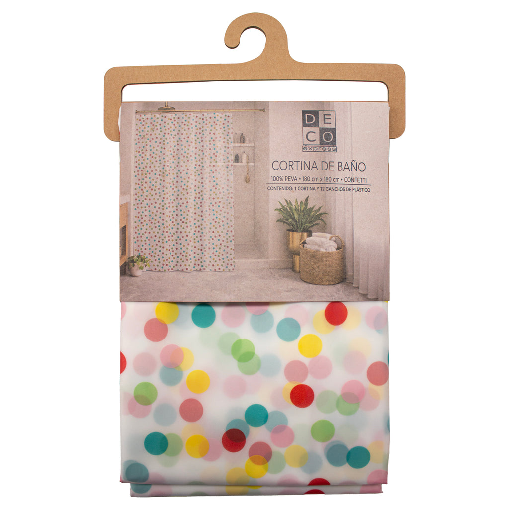 Cortina Para Baño Super Peva Confetti 180x180 cm