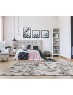 Tapete Cozy 624 formas café con textura suave y diseño contemporáneo ideal para sala o recámara en espacios modernos