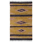 Tapete Bazhars Dhurrie cuero 90x150 cm con textura natural y diseño contemporáneo ideal para sala o recámara en espacios modernos