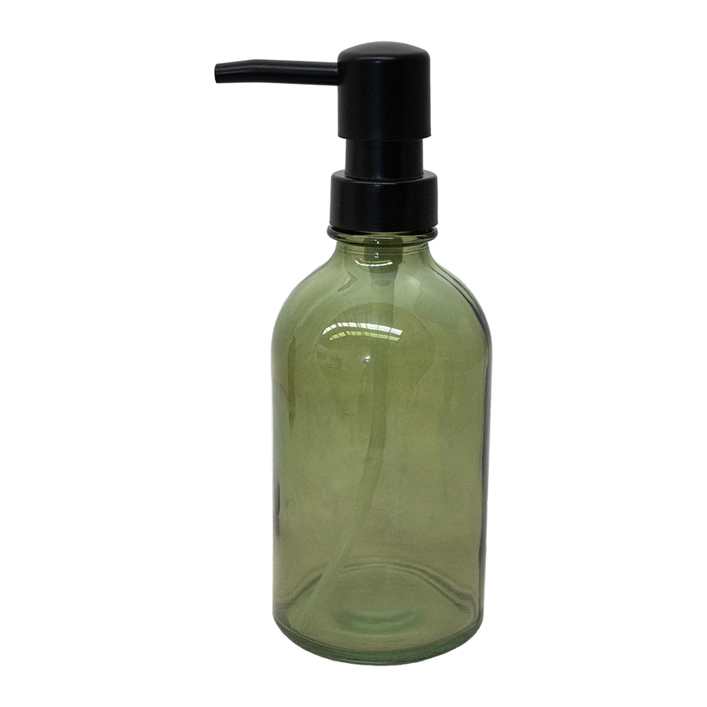 Dispensador de jabón Zen Glass verde, dispensador de vidrio con diseño elegante ideal para baño o cocina moderna