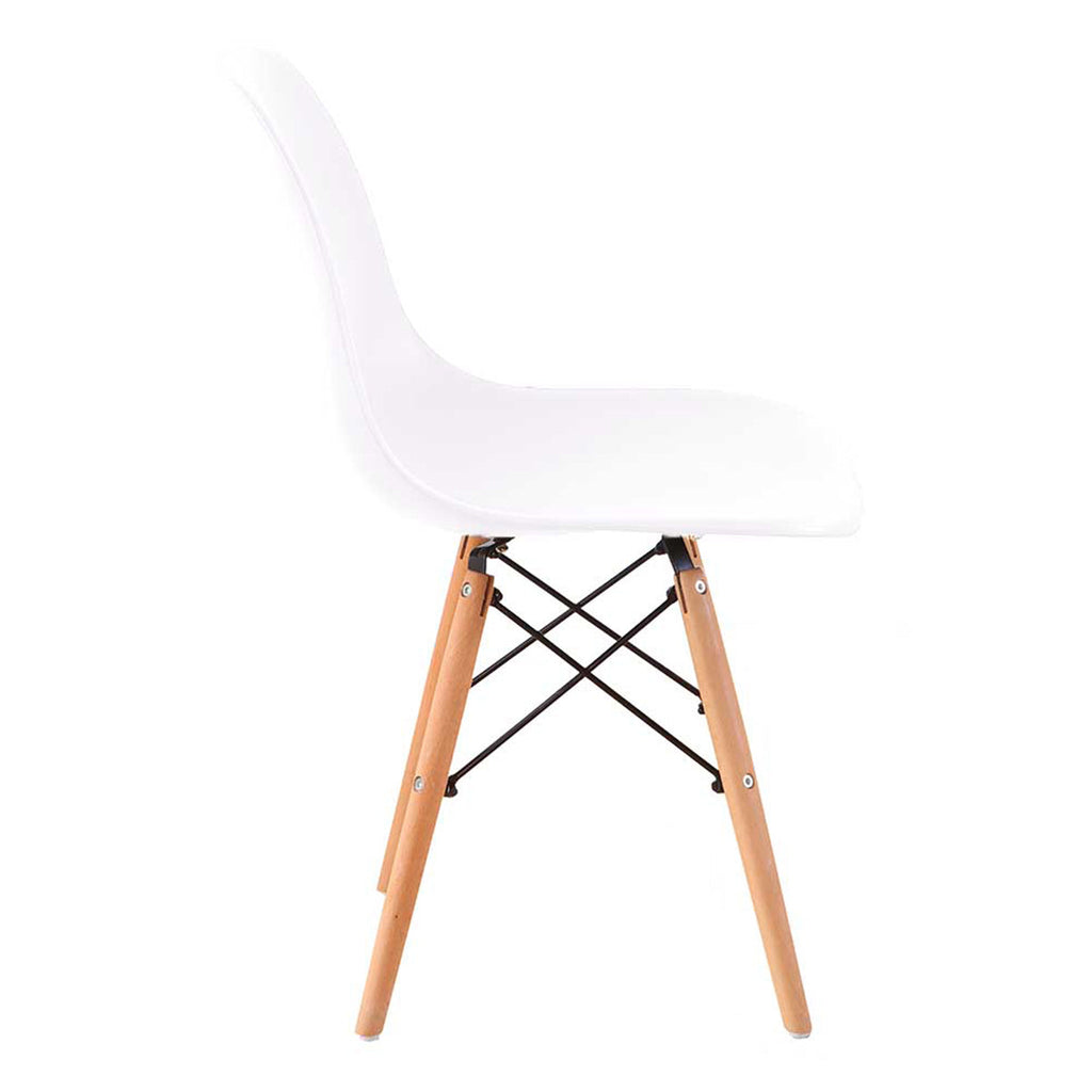 Set de 4 sillas de comedor réplica Eames blanco, sillas modernas de diseño icónico ideales para comedor contemporáneo