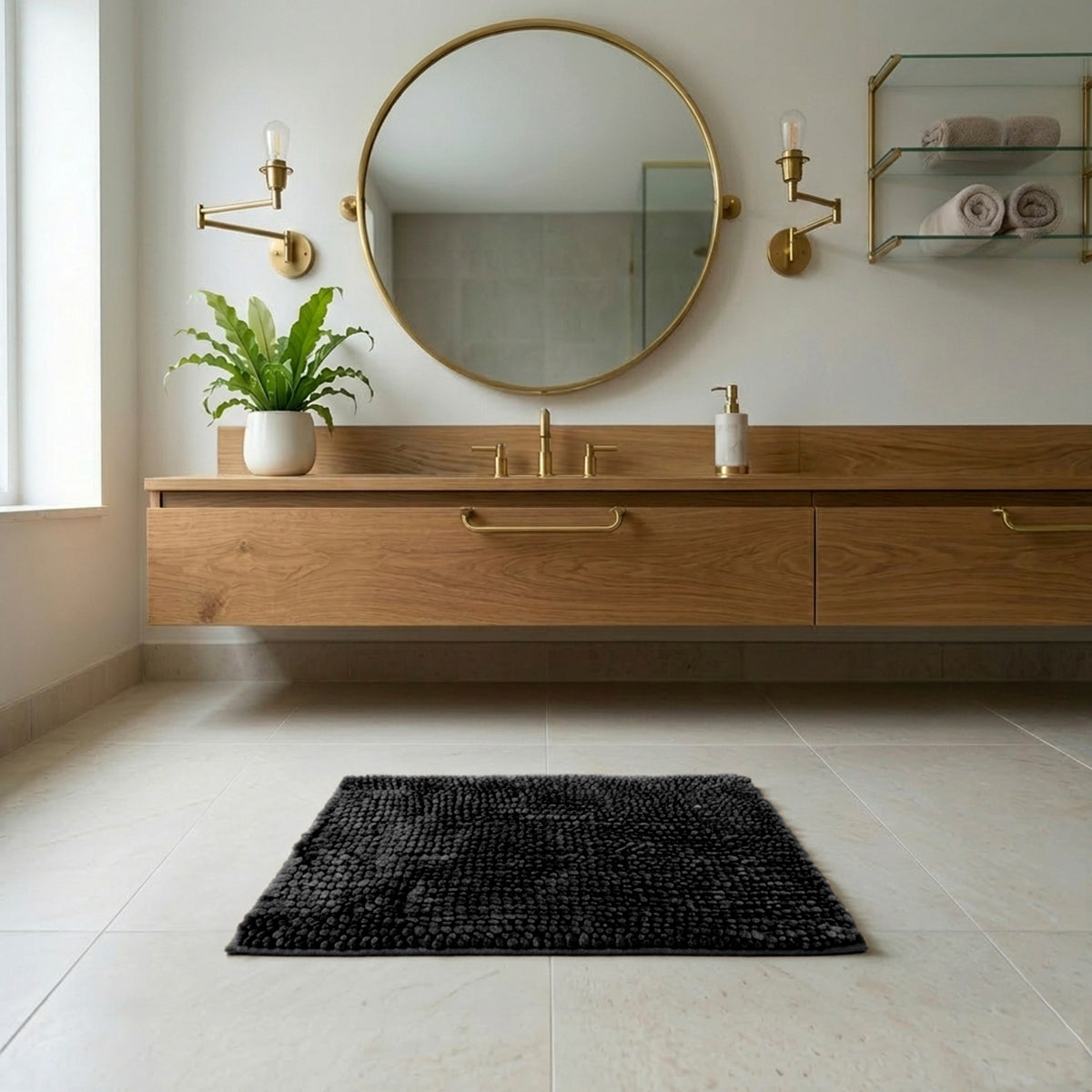 Tapete De Baño Elegance Up Negro 40x60 Cm