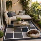 Tapete Decorativo Fenix Indoor Outdoor Cuadros Gris 160x230 cm