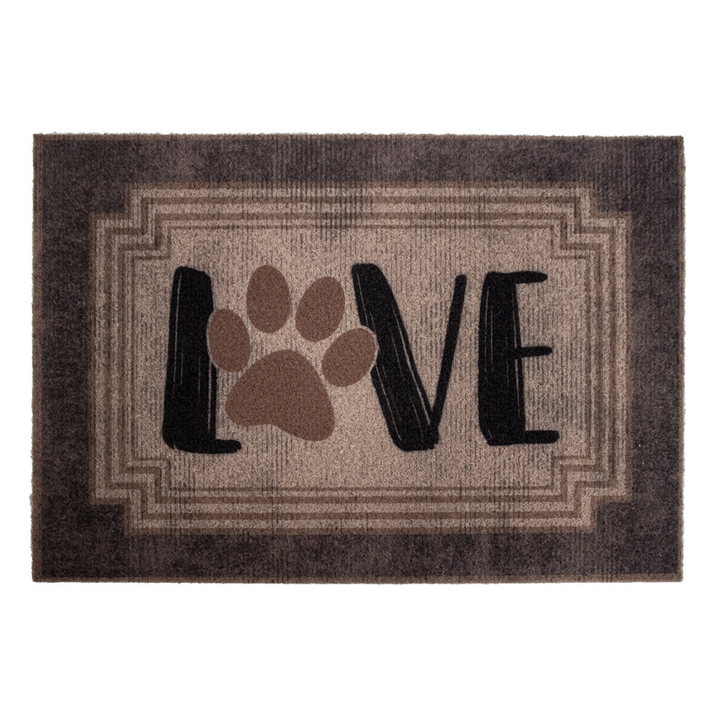 Tapete de entrada Fox Mat Love 40x60 cm, felpudo resistente con diseño decorativo ideal para puerta principal o exterior