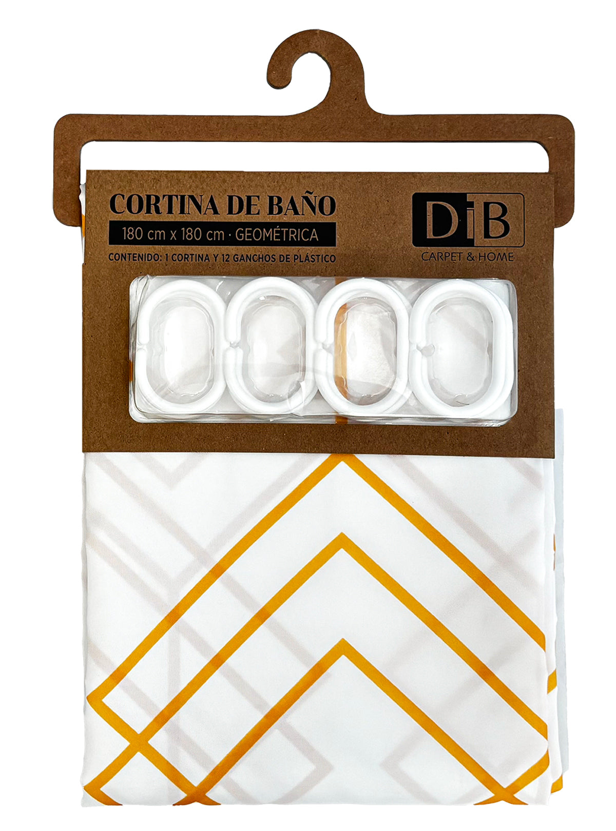 Cortina De Baño Poliéster Geometrica Dorada 180x180 cm