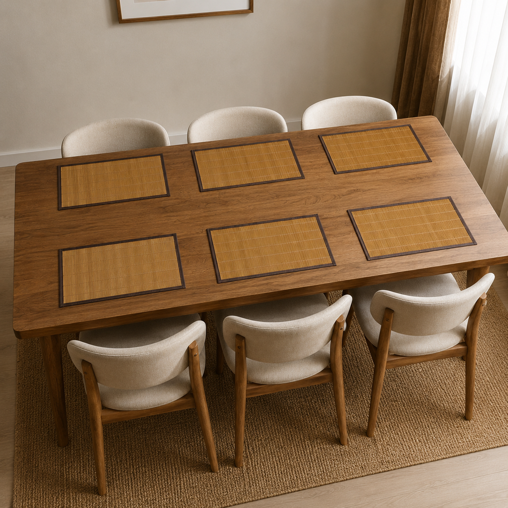 Set de 6 pz Mantel Individual Estera Bamboo Slim Guarda color Chocolate 30x45 cm