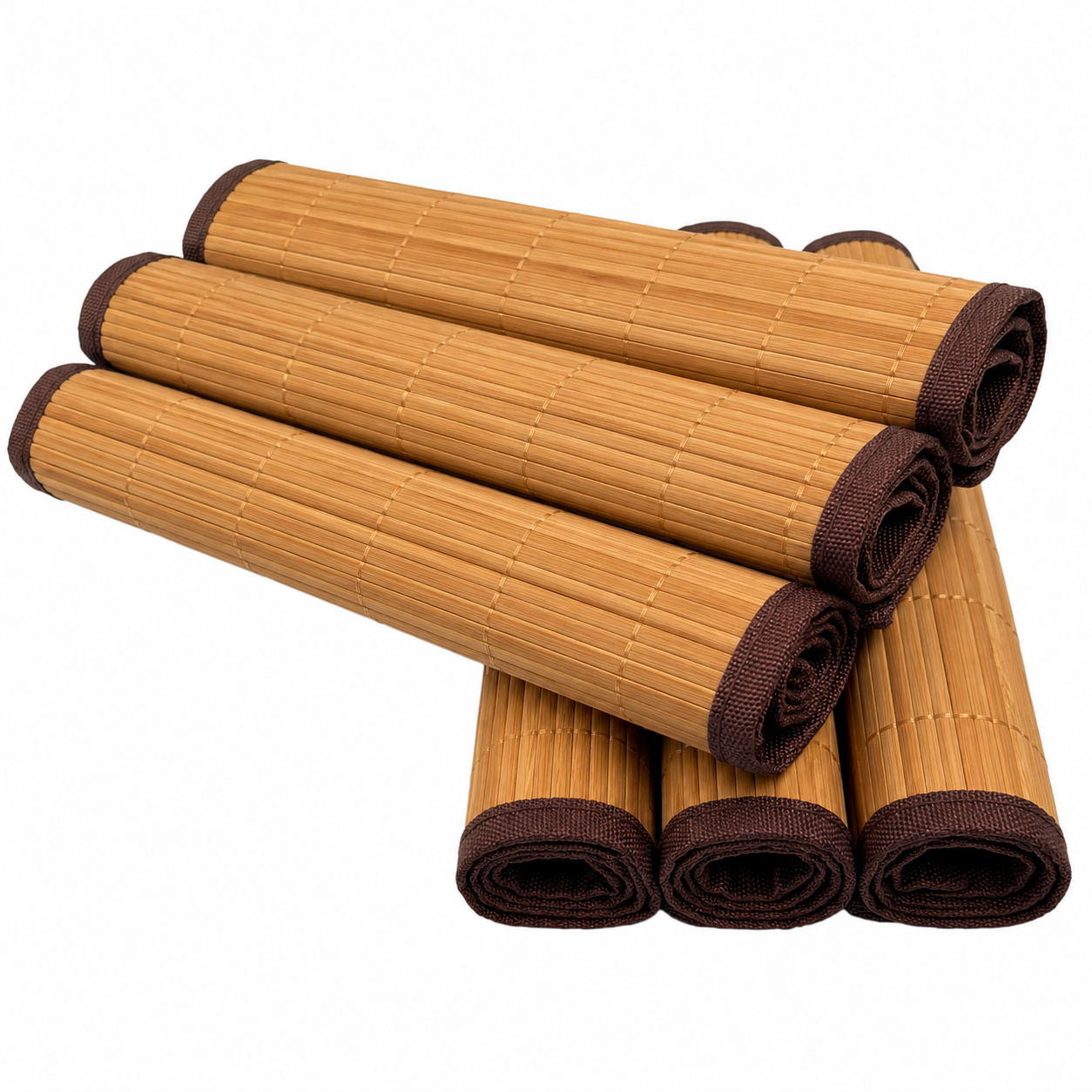 Set de 6 pz Mantel Individual Estera Bamboo Slim Guarda color Chocolate 30x45 cm