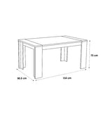 Mesa comedor Mali roble/blanco con combinación de materiales y diseño moderno que brinda calidez y sofisticación al comedor