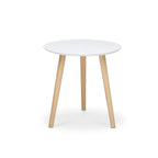Mesa lateral Ana chica blanca 32x35 cm con formato compacto y estilo minimalista ideal para espacios pequeños