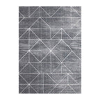 Tapete decorativo Shaggy Supreme líneas gris, alfombra suave tipo shaggy con diseño moderno ideal para sala o recámara