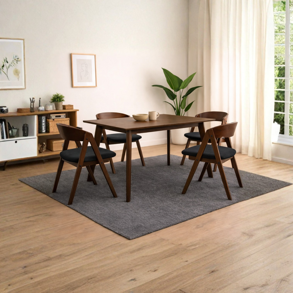 Set Mesa Comedor Fiesta + 4 Sillas Comedor Victoria Negro