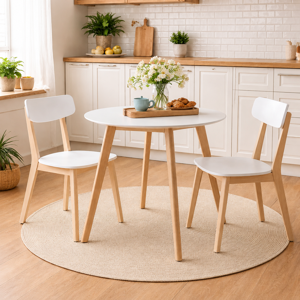 Set Mesa Comedor Lisboa + 2 Sillas Comedor Lisboa Blanco