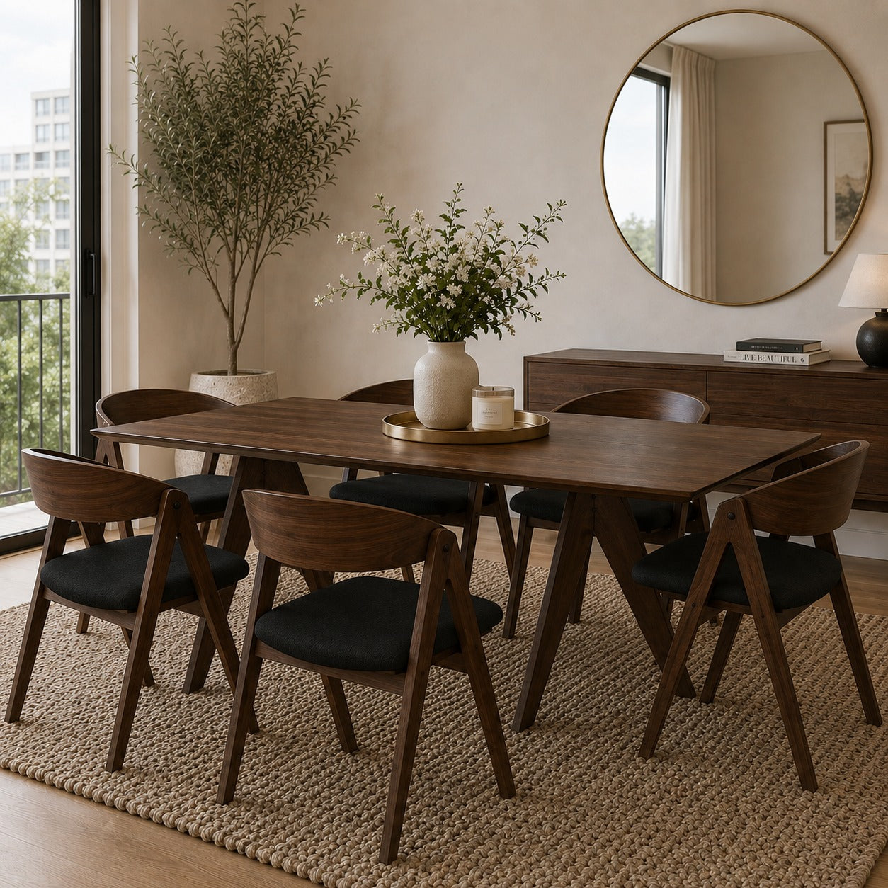 Set Mesa Comedor Victoria + 6 Sillas Comedor Victoria Negro