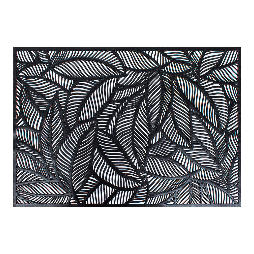 Set de 6 tapetes individuales Laser Mat negro 30x45 cm, manteles resistentes con diseño moderno ideales para comedor