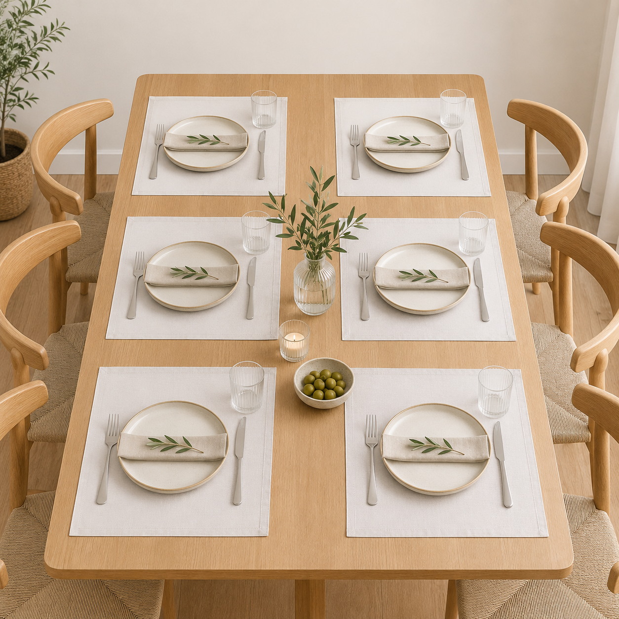 Set de 6 pz Individual Elegance Natural 48x33 cm