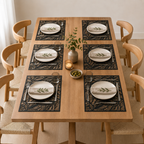 Set de 6 piezas Mantel Individual Laser Mat Black 30x45 cm