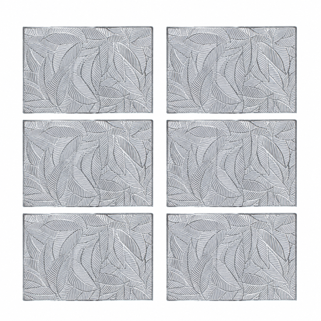 Set de 6 piezas Mantel Individual Laser Mat Silver 30x45 cm