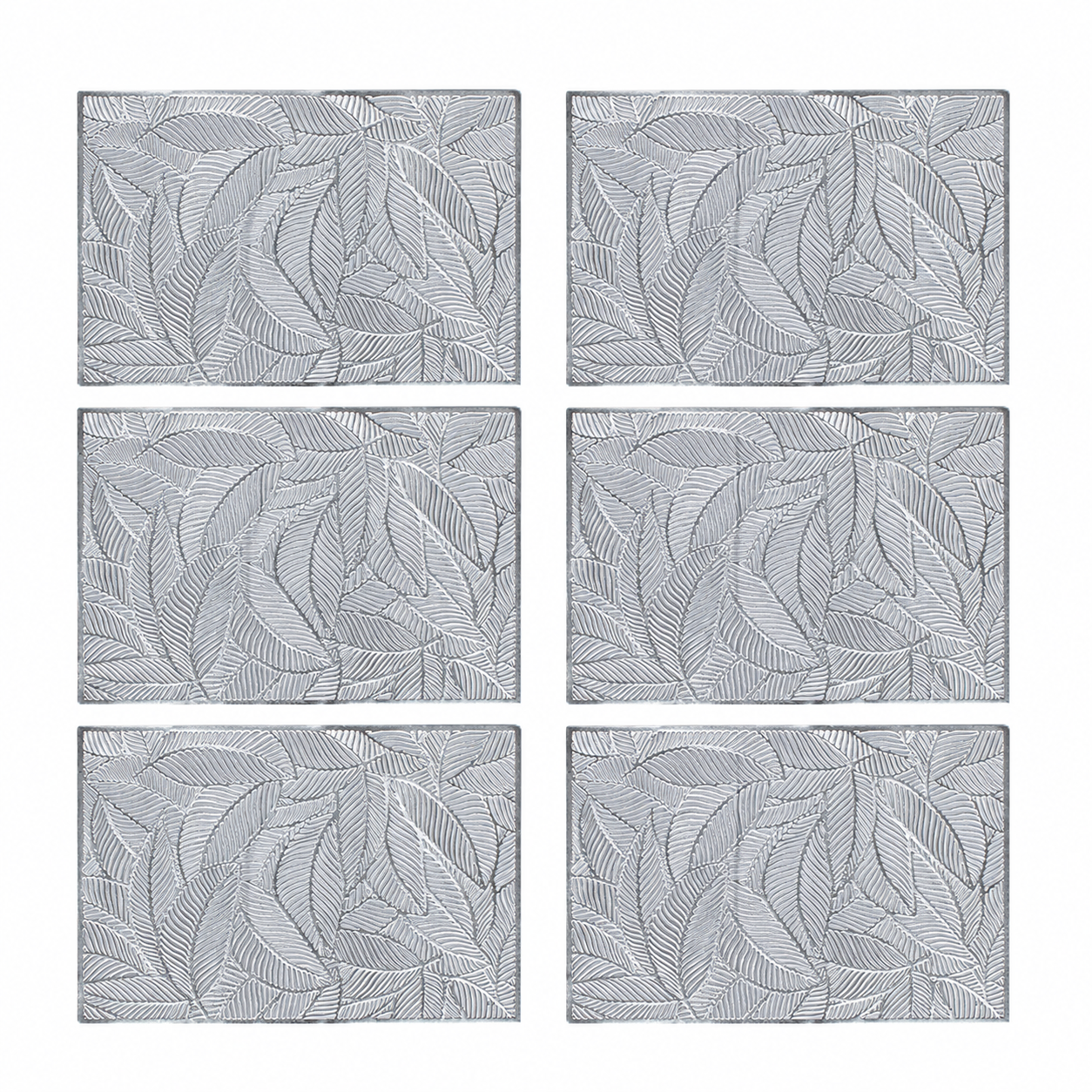 Set de 6 pz Laser Mat Silver 30x45 cm