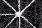 Tapete decorativo Shaggy Supreme líneas negro, alfombra suave tipo shaggy con diseño moderno ideal para sala o recámara